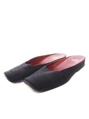 Fendi Slip on Shoes Zucca Pattern Square Toe Black 37